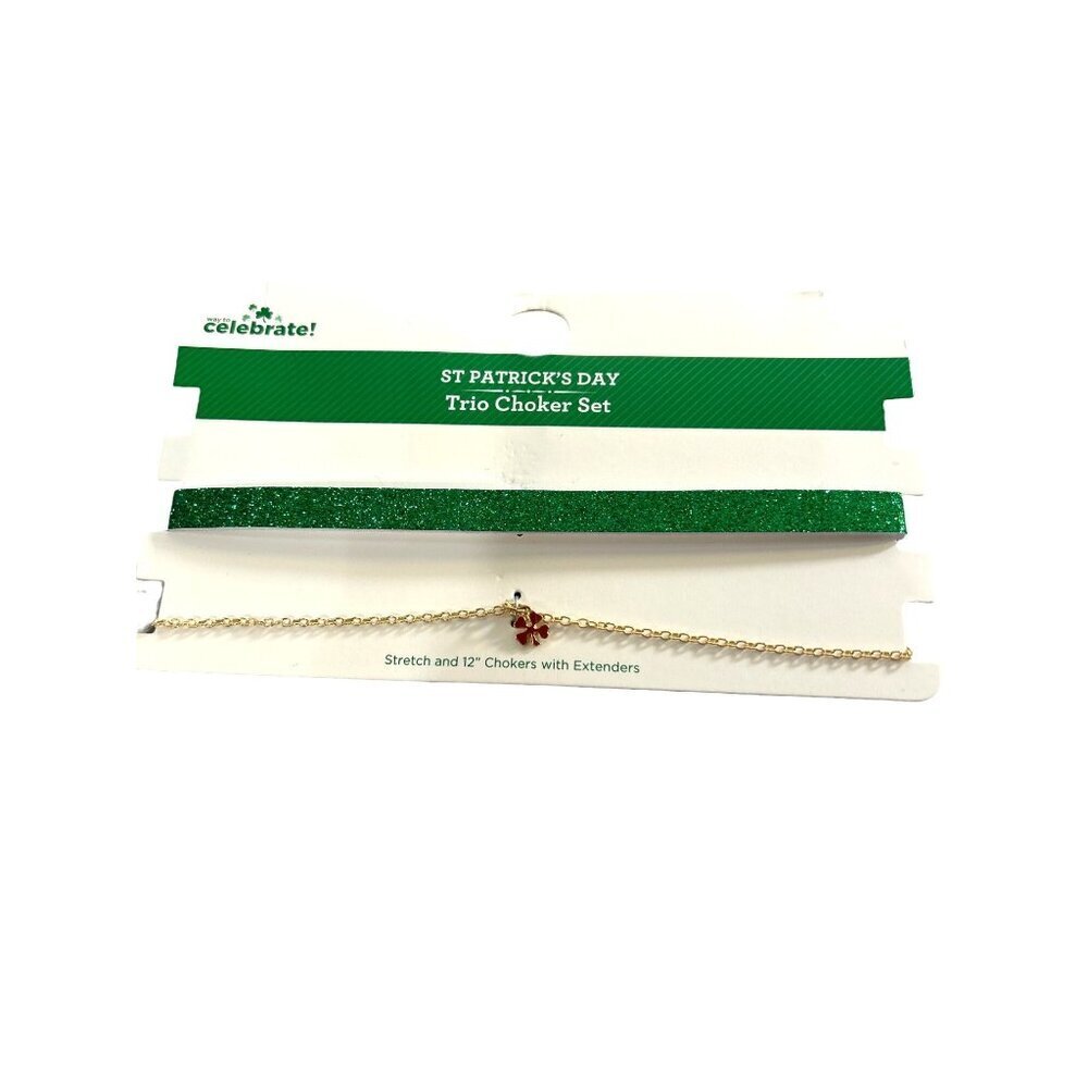 Walmart St Patrick’s Day Duo Choker Set Green/Gold 12” Chains with Extenders